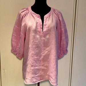 Witchery linen pintuck arms blouse rose 14